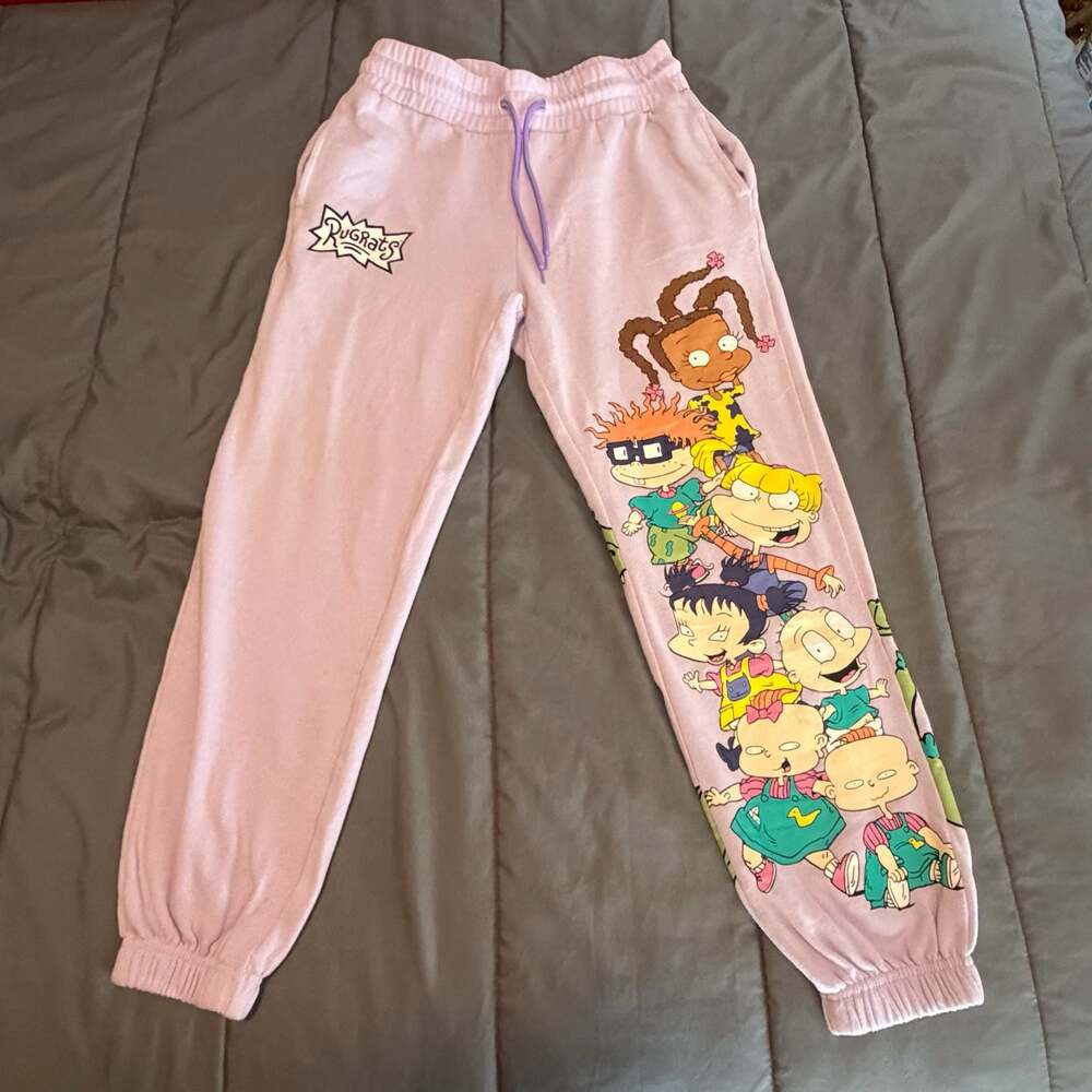 Nickelodeon Rugrats Character Graphic Lavender Sunrise Sweatpants Size M